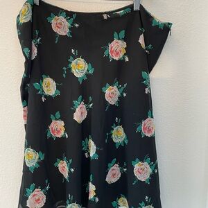 Boden Black Floral A-Line Skirt